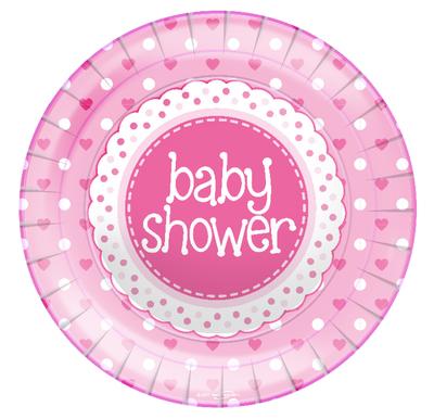 Baby Shower Pink 9"/23cm Plates 8pcs - Partyware